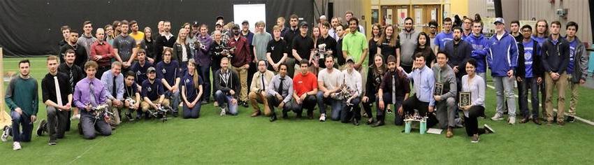 Group photo of engineering students and faculty